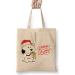 Humuts Yılbaşı Yeni Yıl Konseptli Snoopy Merry Christmas Bez Kadın Günlük Çanta