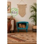 HunCar Ahşap Retro Tv Görünümlü Kedi Evi Turquoise – El Işçiliği Dekoratif Kedi Evi - Turkuaz