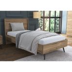 Hunerika Lion Premium Tek Kişilik Karyola-Minifiks - Pera - Ceviz - 195 x 96 cm