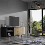 Hunerika Toledo Zebra Kapak Premium Tv Ünitesi - Minifiks -Wood Siyah / Atlantik Çam - Atlantik Çam - Siyah