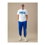 Hunors Sportswear & Company 2li Brooklyn Baskılı Beyaz T-Shirt Sax Mavisi Eşofman - Tişört Alt Üst Takım Baskılı Bisiklet Yaka
