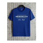 Hunors Sportswear & Company Brooklyn Nokta Desen T-Shirt - Sax Saks Mavisi Baskılı Oversize Bisiklet Yaka Kısa Kol
