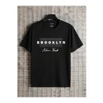 Hunors Sportswear & Company Brooklyn Nokta Desen T-Shirt - Siyah Baskılı Oversize Bisiklet Yaka Kısa Kol