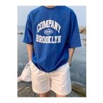 Hunors Sportswear & Company Company Brooklyn T-Shirt - Sax Saks Mavisi Baskılı Oversize Bisiklet Yaka Kısa Kol