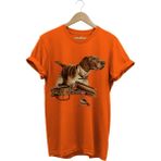Hunter Avcılık Temalı Fişek Labrador Retriever Setter Pointer Baskılı %100 Pamuk Regular Fit T-Shirt - Turuncu - 3XL