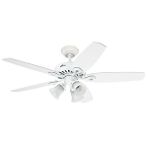 Hunter Fan Builders Plus Beyaz- 132 Cm - Üçlü Avizeli Aydınlatmalı Tavan Vantilatörü