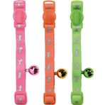 HUNTER NEON kedi tasması, naylon, yansıtıcı, güvenlik kilidi, çan, pembe