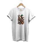 Hunting Avcılık Baskılı Ördek Avı ve Tüfek Baskılı %100 Pamuk Regular Fit Bisiklet Yaka T-Shirt - XL - Beyaz