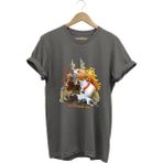 Hunting Avcılık Çulluk ve English Pointer Av Köpeği Baskılı %100 Pamuk Regular Fit T-Shirt - Gri