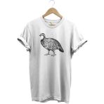 Hunting Avcılık Keklik Baskılı %100 Pamuk Regular Fit Bisiklet Yaka T-Shirt - Beyaz