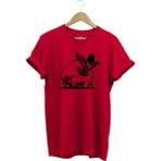 Hunting Avcılık Ördek Avı ve Avcı Köpeği Tüfek Baskılı %100 Pamuk Regular Fit Bisiklet Yaka T-Shirt - 3XL - Kırmızı