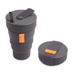 HUNU Kapaklı ve Pipetli Katlanabilir Kahve Fincanı - Sıcak İçecekler için BPA İçermeyen Katlanabilir Silikon Espresso Kupası - Sızdırmaz Yeniden Kullanılabilir Cep Kahve Kupası - Taşınabilir Seyahat