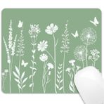 HUOCAIREN Sevimli Mouse Pad Mat, Yeşil Çiçek Adaçayı Bitki Mouse Pad, Kaymaz Kauçuk Taban Ofis Dekoru Fare pedi Bilgisayar ve Dizüstü Bilgisayar için Estetik Fare Altlığı 9.5 x 7.9 inç, Minimalist