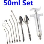 Huoxun Shop A 50ML Set Stili Kavisli Gavage Tüpleri Paslanmaz Çelik Metal ml Şırınga Seti Yavru El Ile Besleme Şırınga Seti Çiftlik Kuşu Sofra Takımı (Yurt Dışından)
