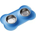Huoxun Shop A Mavi Stil 36X21CM Kaymaz Çift Köpek Kasesi Silikon Tabanlı Dayanıklı Paslanmaz Çelik Su ve Yem Kabı - Köpekler ve Kediler Için Beslenme ve Içme Kabı (Yurt Dışından)