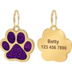 Huoxun Shop A Mor Tarzı Genişlik 2.5cm Parıltılı Pati Özel Kedi ve Köpek Kimlik Etiketi Altın Kişiselleştirilmiş Kazıma Isim Plakası Küçük Orta Büyük Boyutlu Köpek ve Kedi Aksesuarları (Yurt Dışından) - NO:1 - Beyaz