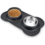 Huoxun Shop A Siyah Stil M 46X26CM Kaymaz Çift Köpek Kasesi Silikon Tabanlı Dayanıklı Paslanmaz Çelik Su ve Yem Kabı - Köpekler ve Kediler Için Beslenme ve Içme Kabı (Yurt Dışından)