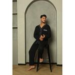 Huq Moda Sude Biyeli Uzun Kollu Penye Pijama Takımı, M, poplin, Siyah, erkek