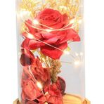 Huramarketing Gül 19/10 cm LED Işıklı Cam Fanus