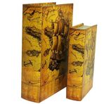 Huramarketing Kutu Kitap Harita 2'li Set Kitap Kutusu Dekoratif Hediyelik