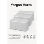 Hurç Seti Fermuarlı Yorgan Battaniye Kıyafet Saklama Hurcu Çizgili Baza Altı Dolap İçi Organizer 3’Lü