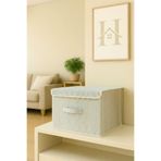 HURCEVİM Antrasit Çizgili Çok Amaçlı Kutu Hurç - 30 x 30 x 30 CM - Oyuncak Kutusu - Organizer