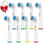HURKEYE Oral B ile Uyumlu Yedek Diş Fırçası Başlıkları, Oral-B 7000/Pro 1000/9600/ 5000/3000/8000 için 8'li Paket Yumuşak Elektrikli Diş Fırçası Başlıkları ve Hassas Fırça Başlıkları Yedek