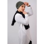 Hürrem Bone 1456_09 Haki Sandy Kumaş Taşlı Pratik Hazır Geçmeli Tesettür Bone