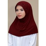 Hürrem Bone 1603-16 Bordo Sandy Elişi Çiçek İşlemeli Laleli Geçmeli Eşarp