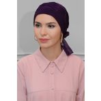 Hürrem Bone 1805_07 Mürdüm Sandy Kumaş İncili Pileli Nervürlü Güllü Pratik Hazır Geçmeli Tesettür Bone
