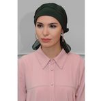 Hürrem Bone 1805_09 Haki Sandy Kumaş İncili Pileli Nervürlü Güllü Pratik Hazır Geçmeli Tesettür Bone