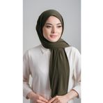 Hürrem Bone 1817_09 Haki Sandy Kumaş Sade Pratik Hazır Geçmeli Eşarp