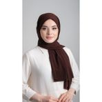 Hürrem Bone 1817_14 Kahverengi Sandy Kumaş Sade Pratik Hazır Geçmeli Eşarp