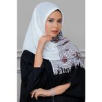 Hürrem Bone 1818D1-40 Krem Kesik Elyaf Piliseli Çiçek Desenli Geçmeli Eşarp