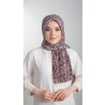 Hürrem Bone 1818D7-10 Vizon Kesik Elyaf Piliseli Çiçek Desenli Geçmeli Eşarp
