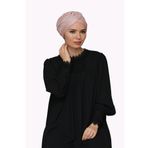Hürrem Bone 1824_06 Pudra Fukuro Piliseli Tek Çapraz Büzgülü Pratik Hazır Geçmeli Tesettür Bone