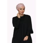 Hürrem Bone 1824_06 Pudra Fukuro Piliseli Tek Çapraz Büzgülü Pratik Hazır Geçmeli Tesettür Bone