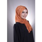 Hürrem Bone 1828-05 Kiremit Fukuro Piliseli Saçaklı Lazer Kesim Geçmeli Eşarp