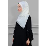 Hürrem Bone 1828-40 Krem Fukuro Piliseli Saçaklı Lazer Kesim Geçmeli Eşarp