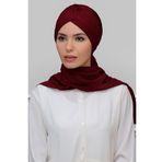 Hürrem Bone 1860_16 Bordo Petekli Mevsimlik Büzgülü Atkılı Pratik Hazır Geçmeli Tesettür Bone