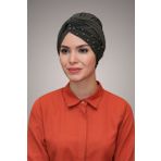 Hürrem Bone 1870_09 Haki Sandy Kumaş Boncuklu Pratik Dolama Tesettür Bone