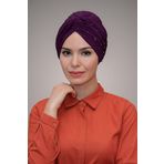 Hürrem Bone 1870_20 Fuşya Sandy Kumaş Boncuklu Pratik Dolama Tesettür Bone