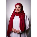 Hürrem Bone 2001_16 Bordo Şifon Çapraz Pratik Hazır Geçmeli Bone Şal