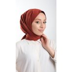 Hürrem Bone 202103_05 Kiremit Medine İpeği Sade Düz Klasik Şal