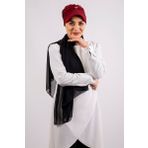 Hürrem Bone 2104_16 Bordo Viskon Kumaş Şapkalı Aksesuarlı Pratik Hazır Geçmeli Tesettür Bone
