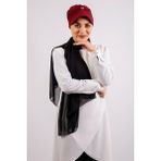 Hürrem Bone 2104_16 Bordo Viskon Kumaş Şapkalı Aksesuarlı Pratik Hazır Geçmeli Tesettür Bone
