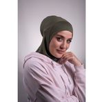 Hürrem Bone 2106_09 Haki Viskon Kumaş Hijab Spor Pratik Hazır Geçmeli Bone