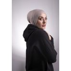 Hürrem Bone 2106_12 Bej Viskon Kumaş Hijab Spor Pratik Hazır Geçmeli Bone