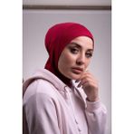 Hürrem Bone 2106_16 Bordo Viskon Kumaş Hijab Spor Pratik Hazır Geçmeli Bone