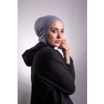 Hürrem Bone 2106_25 Füme Viskon Kumaş Hijab Spor Pratik Hazır Geçmeli Bone